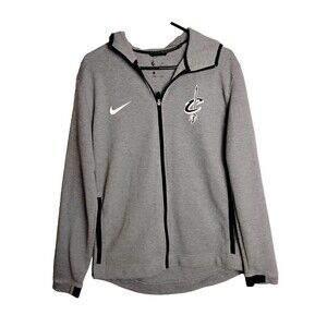 Nike Cleveland Caveliers Mens M Gray Full Zip Up Hooded Sweat Shirt Basketball